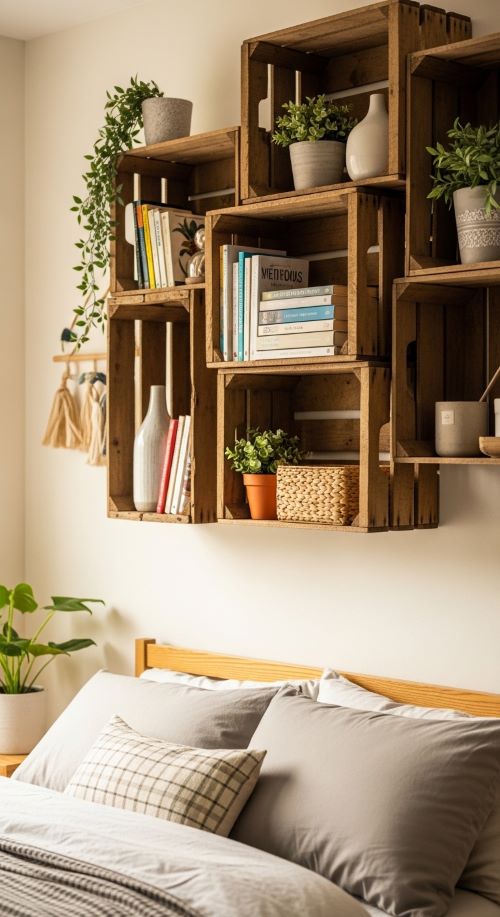 23. Wooden Crate Wall Storage Display