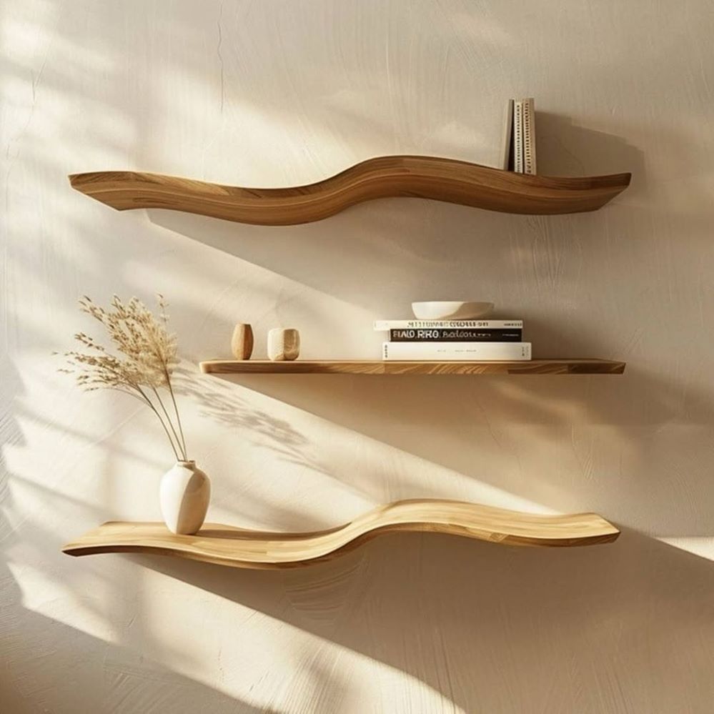 Floating Wooden Shelves With Clean Styling