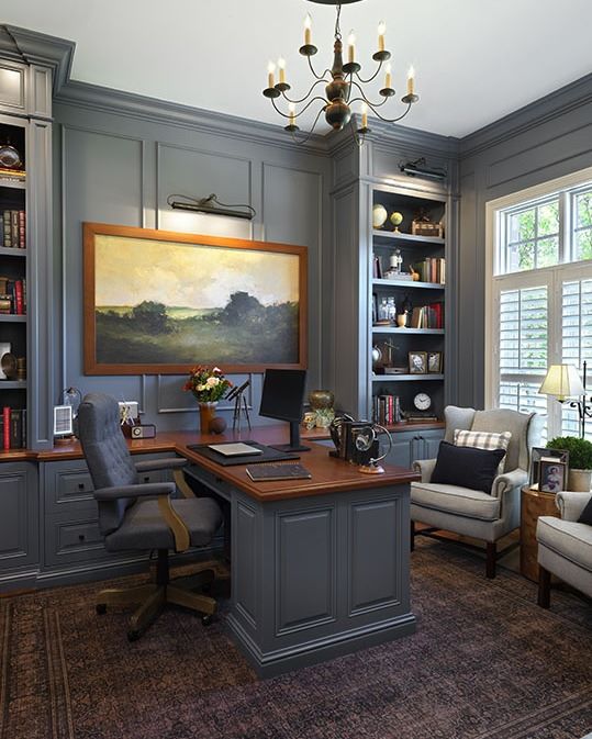 Built-in Bookshelf Office Nook